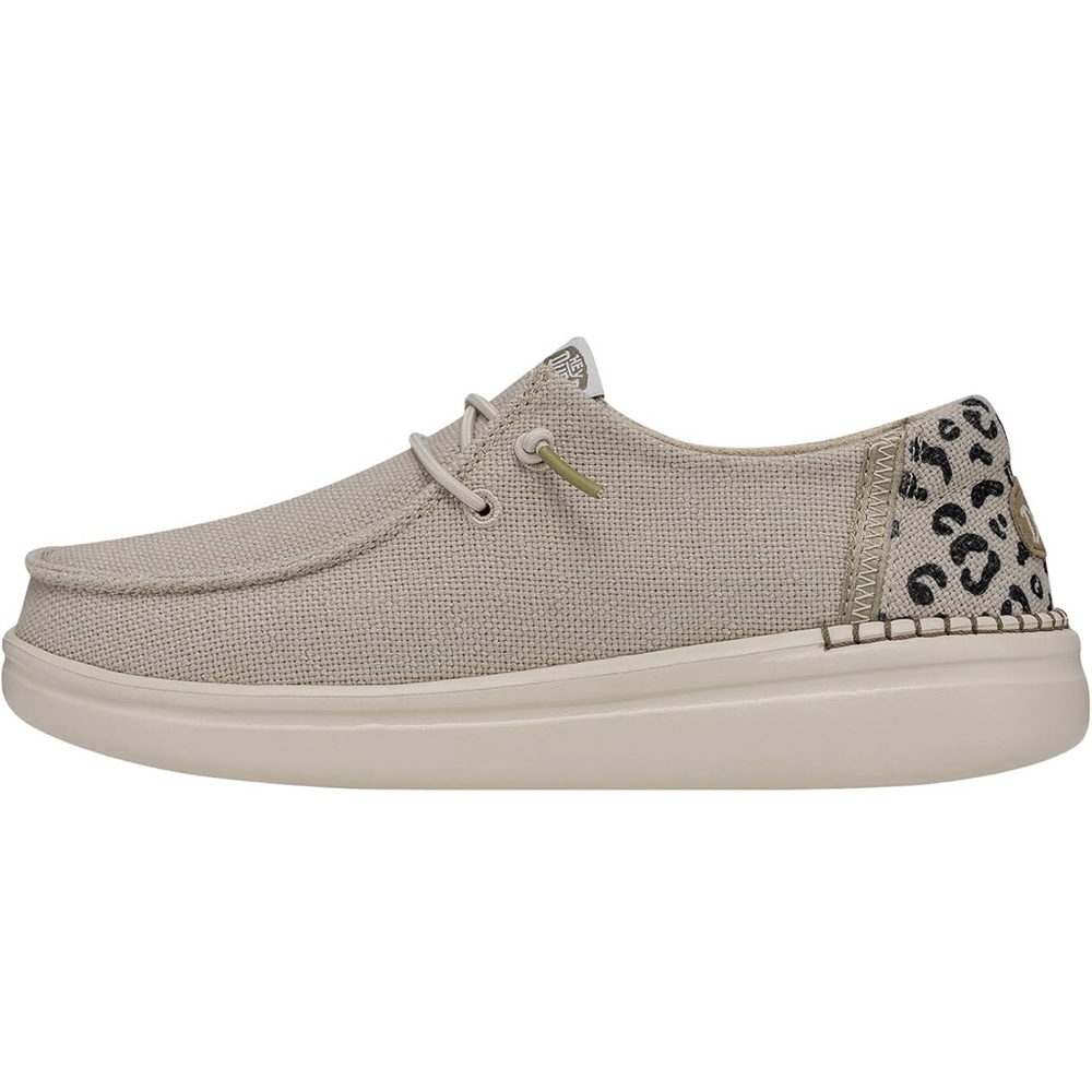 Hey Dude Beige Women's Loafers with Leopard Accent